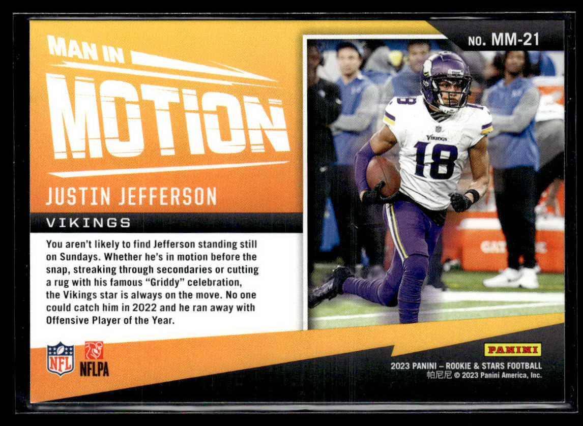 2023 Panini Rookies & Stars #MM-21 Justin Jefferson Man In Motion  Krazy King Collectibles LLC   