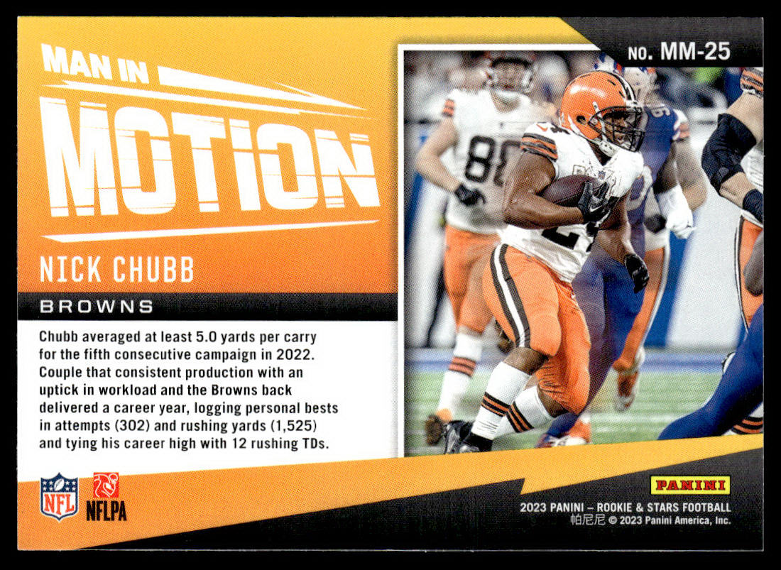 2023 Panini Rookies & Stars #MM-25 Nick Chubb Man In Motion  Krazy King Collectibles LLC   