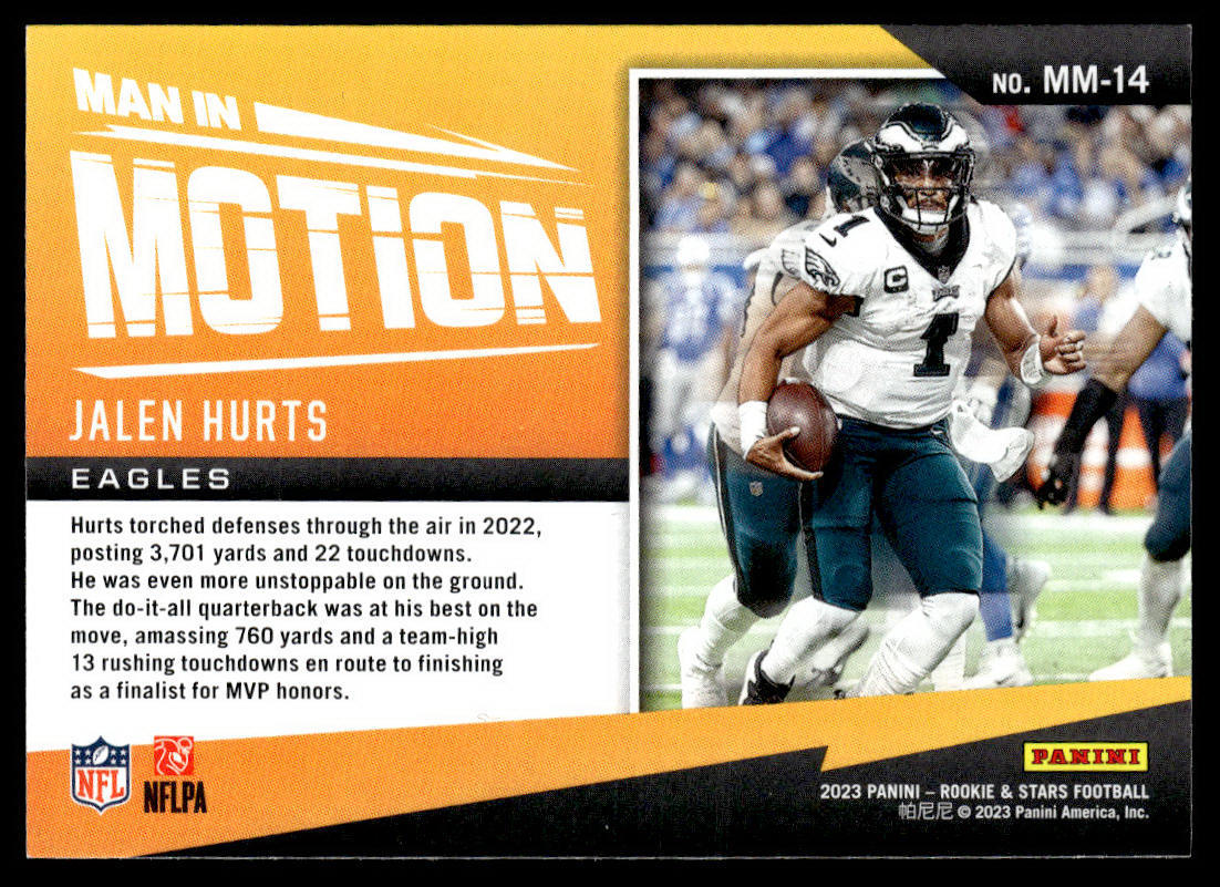 2023 Panini Certified #MM-14 Jalen Hurts Man In Motion  Krazy King Collectibles LLC   