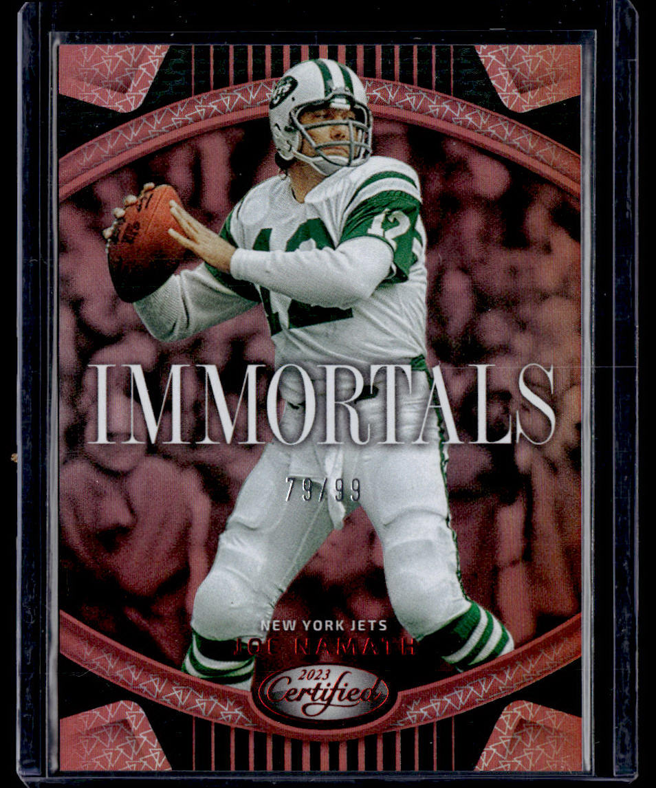 2023 Panini Certified #I-1 Joe Namath Immortals Mirror Red #/99  Krazy King Collectibles LLC   