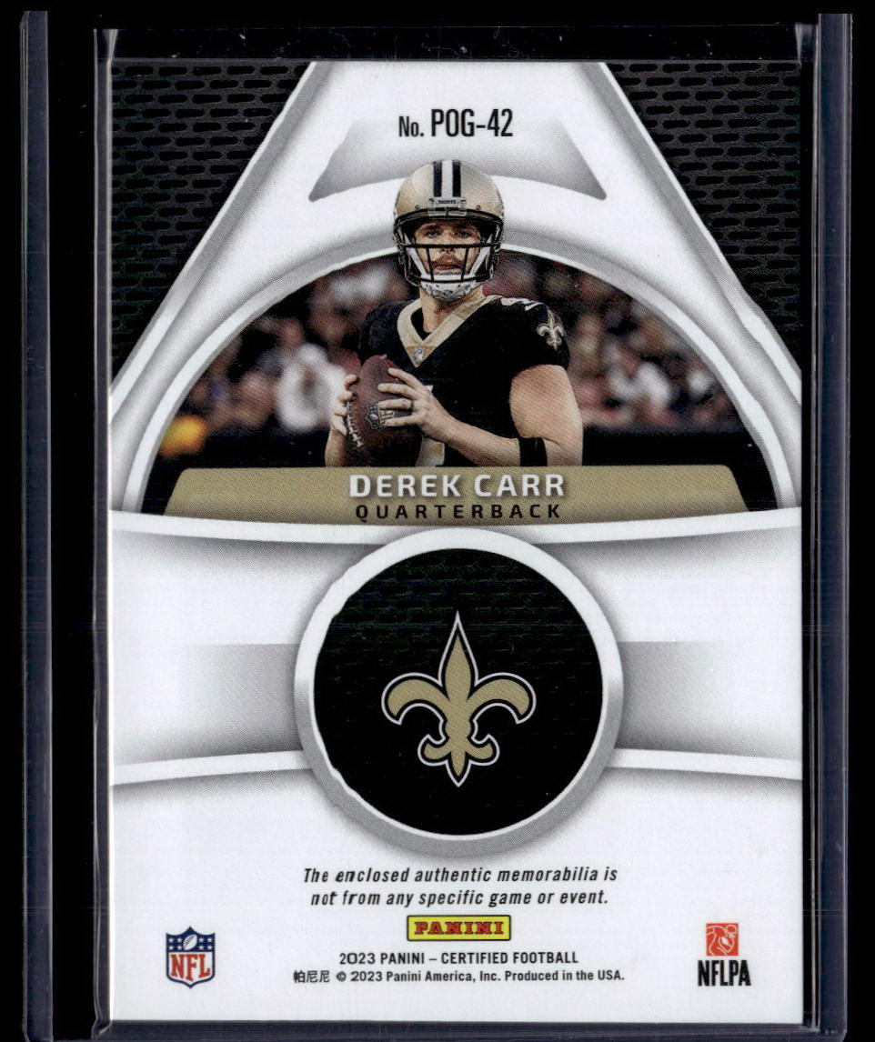 2023 Panini Certified #POG-42 Derek Carr Piece of the Game #/199  Krazy King Collectibles LLC   