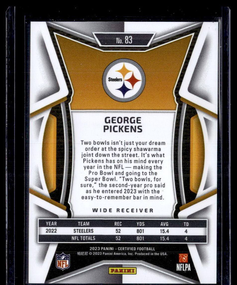 2023 Panini Certified #83 George Pickens Pink Mirror #/199  Krazy King Collectibles LLC   