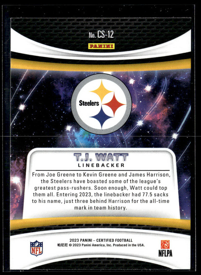 2023 Panini Certified #CS-12 T.J. Watt Certified Stars  Krazy King Collectibles LLC   