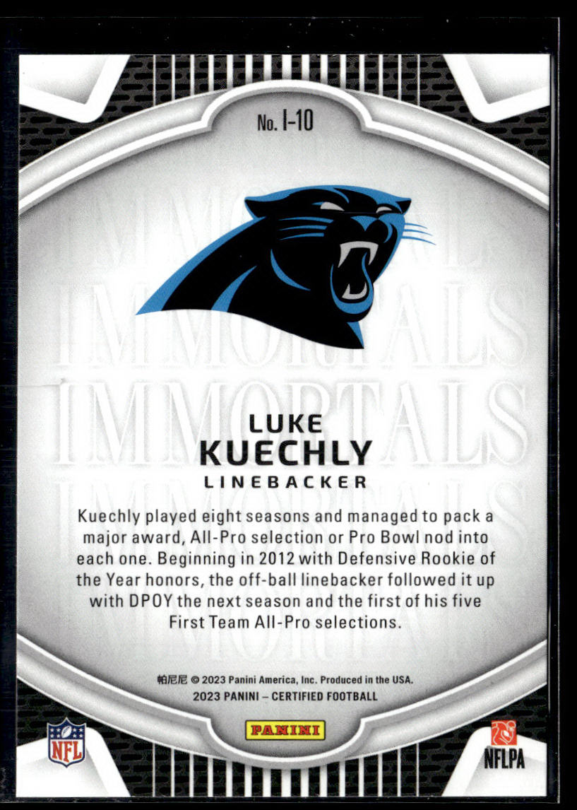 2023 Panini Certified - Gold Team #I-10 Luke Kuechly Immortals  Krazy King Collectibles LLC   