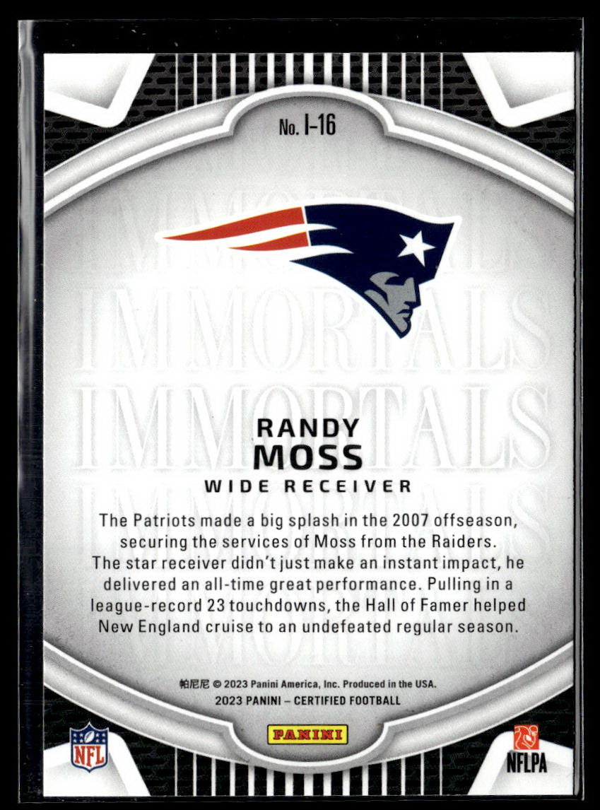 2023 Panini Certified #I-16 Randy Moss Immortals  Krazy King Collectibles LLC   