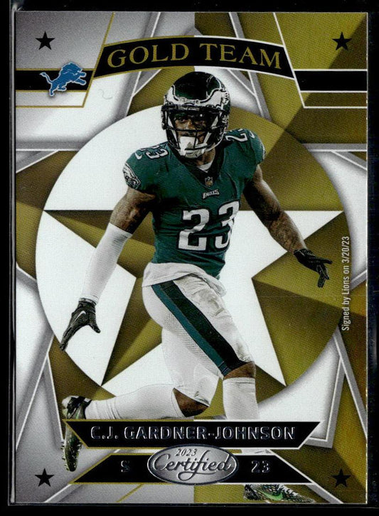 2023 Panini Certified #GT-18 C.J. Gardner-Johnson Gold Team  Krazy King Collectibles LLC   