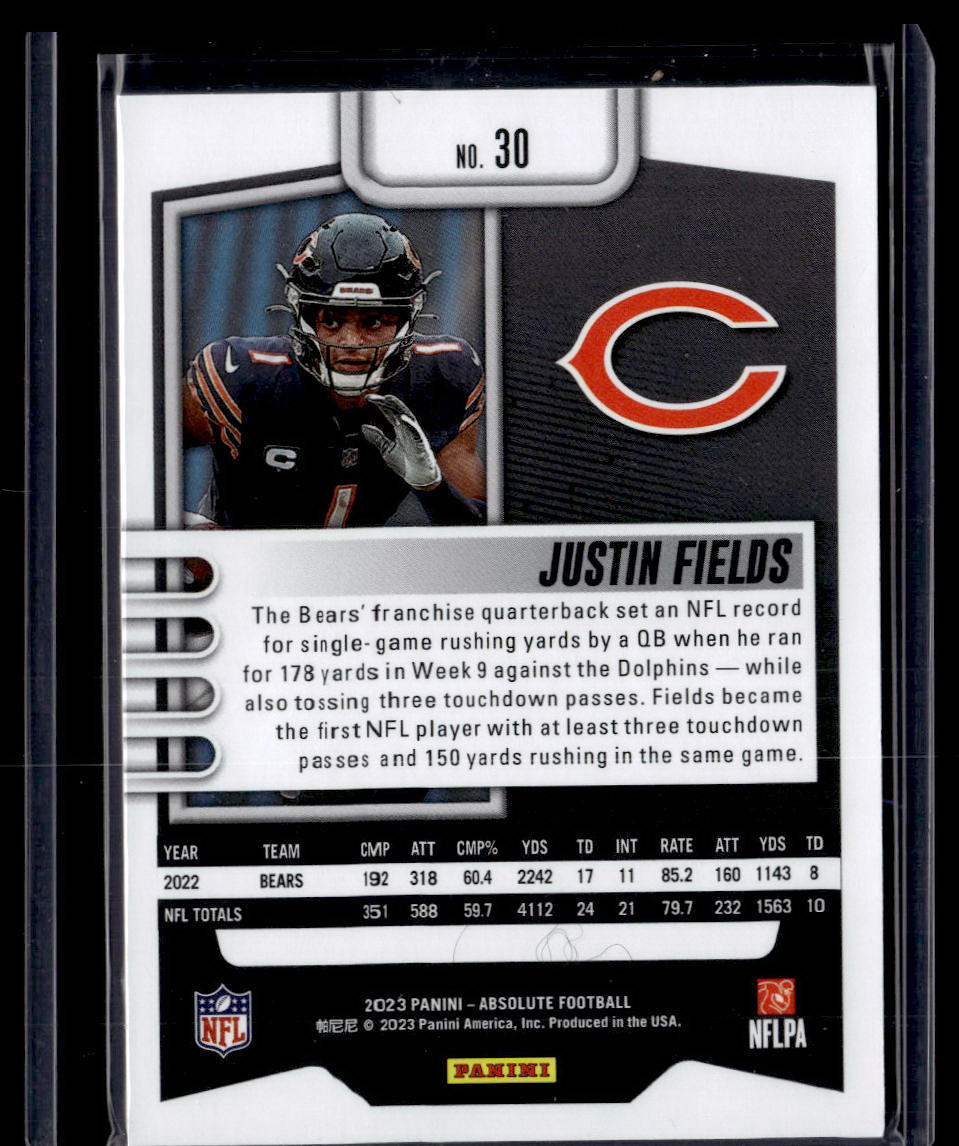 2023 Panini Absolute #30 Justin Fields Yellow  Krazy King Collectibles LLC   