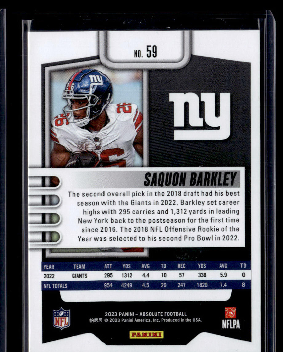 2023 Panini Absolute #59 Saquon Barkley  Krazy King Collectibles LLC   