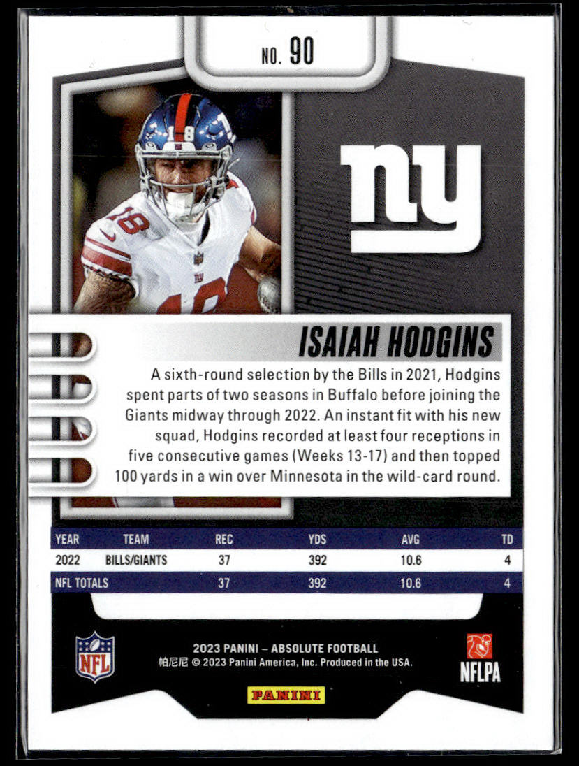 2023 Panini Absolute - Red #90 Isaiah Hodgins Green  Krazy King Collectibles LLC   