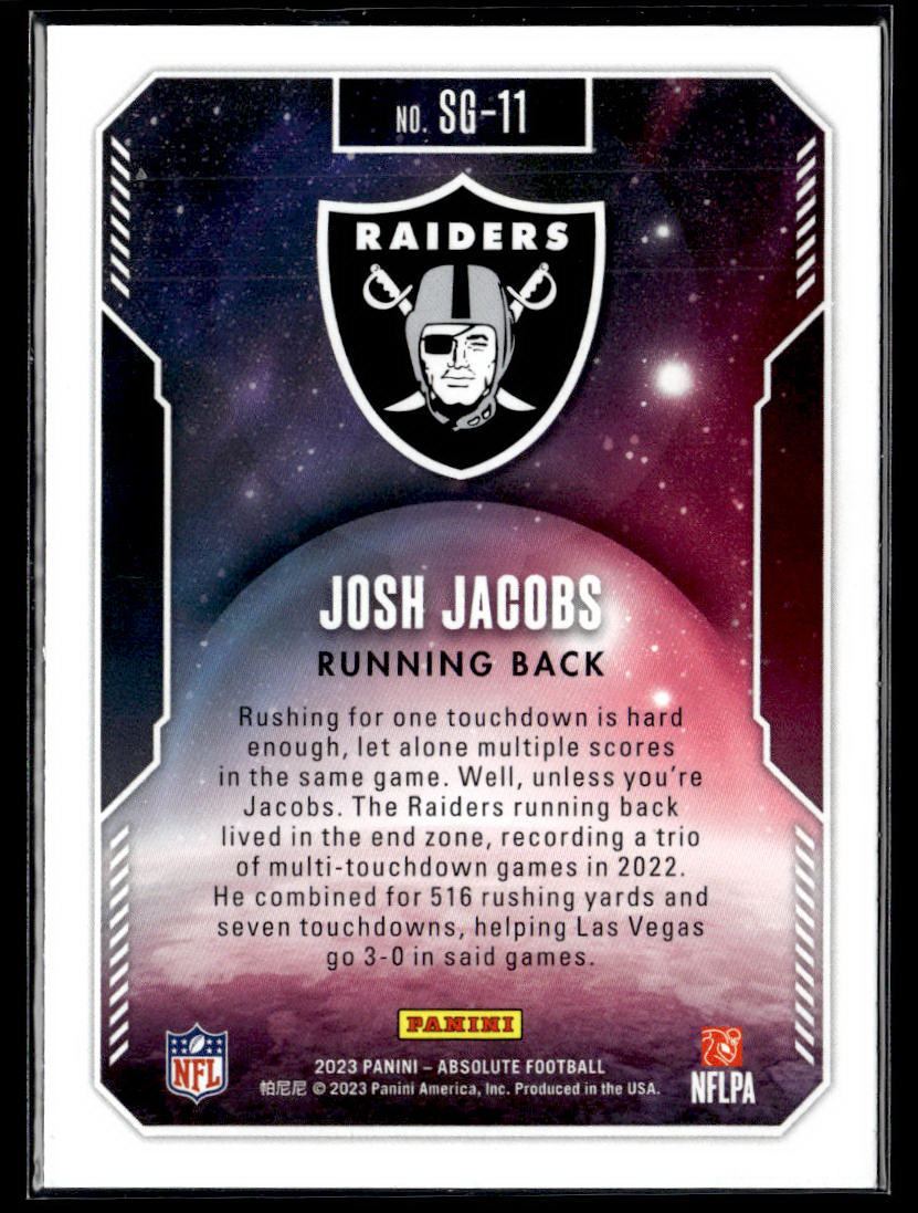 2023 Panini Absolute #SG-11 Josh Jacobs Star Gazing  Krazy King Collectibles LLC   