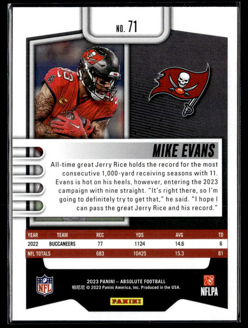 2023 Panini Absolute #71 Mike Evans Green  Krazy King Collectibles LLC   