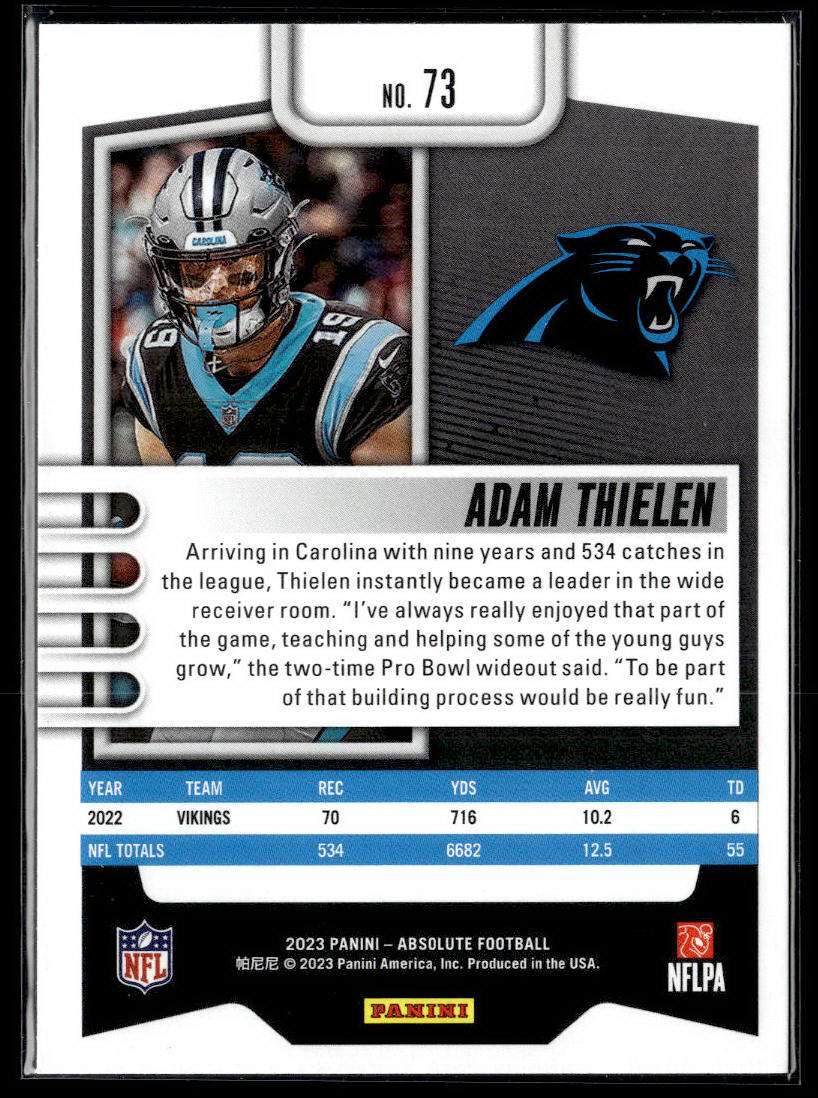 2023 Panini Absolute #73 Adam Thielen Black  Krazy King Collectibles LLC   