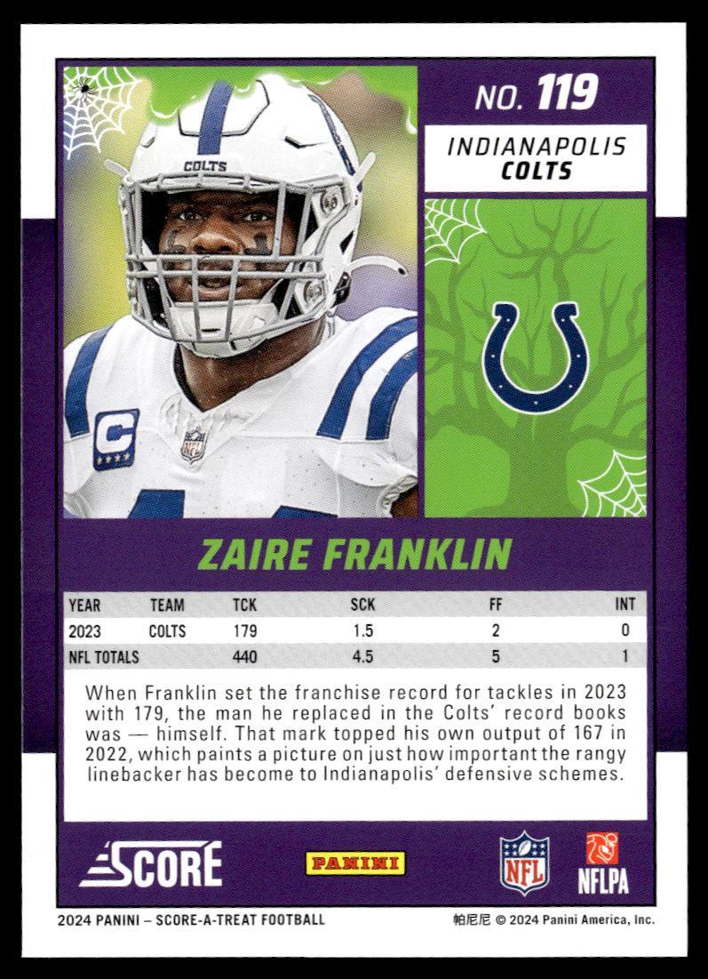 2024 Panini Score-A-Treat Zaire Franklin  Krazy King Collectibles LLC   