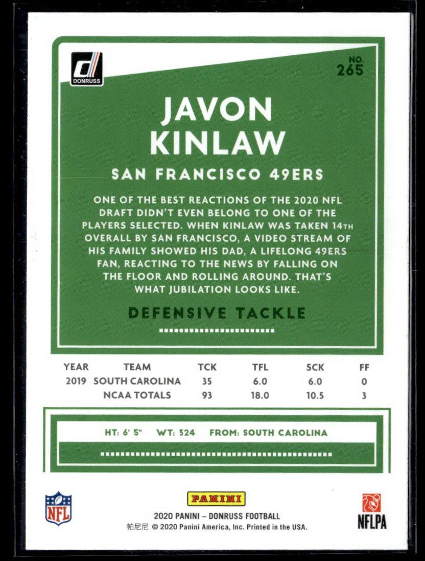 2020 Donruss #265 Javon Kinlaw  Krazy King Collectibles LLC   