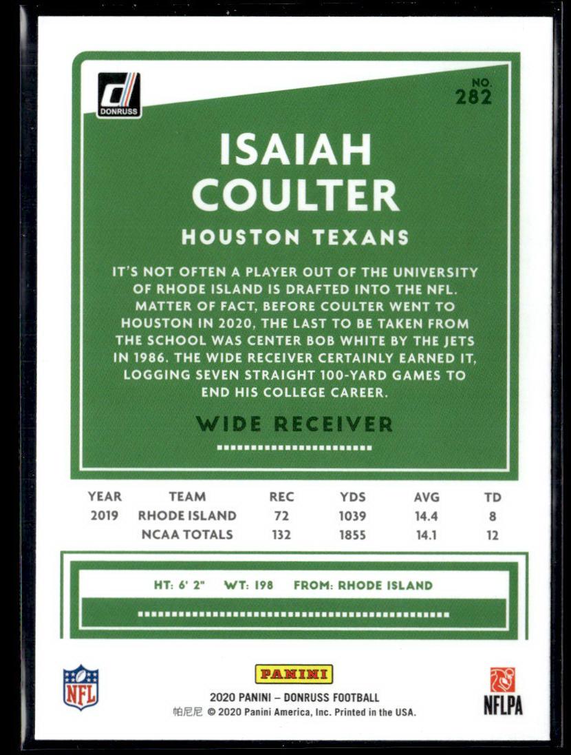 2020 Donruss #282 Isaiah Coulter  Krazy King Collectibles LLC   