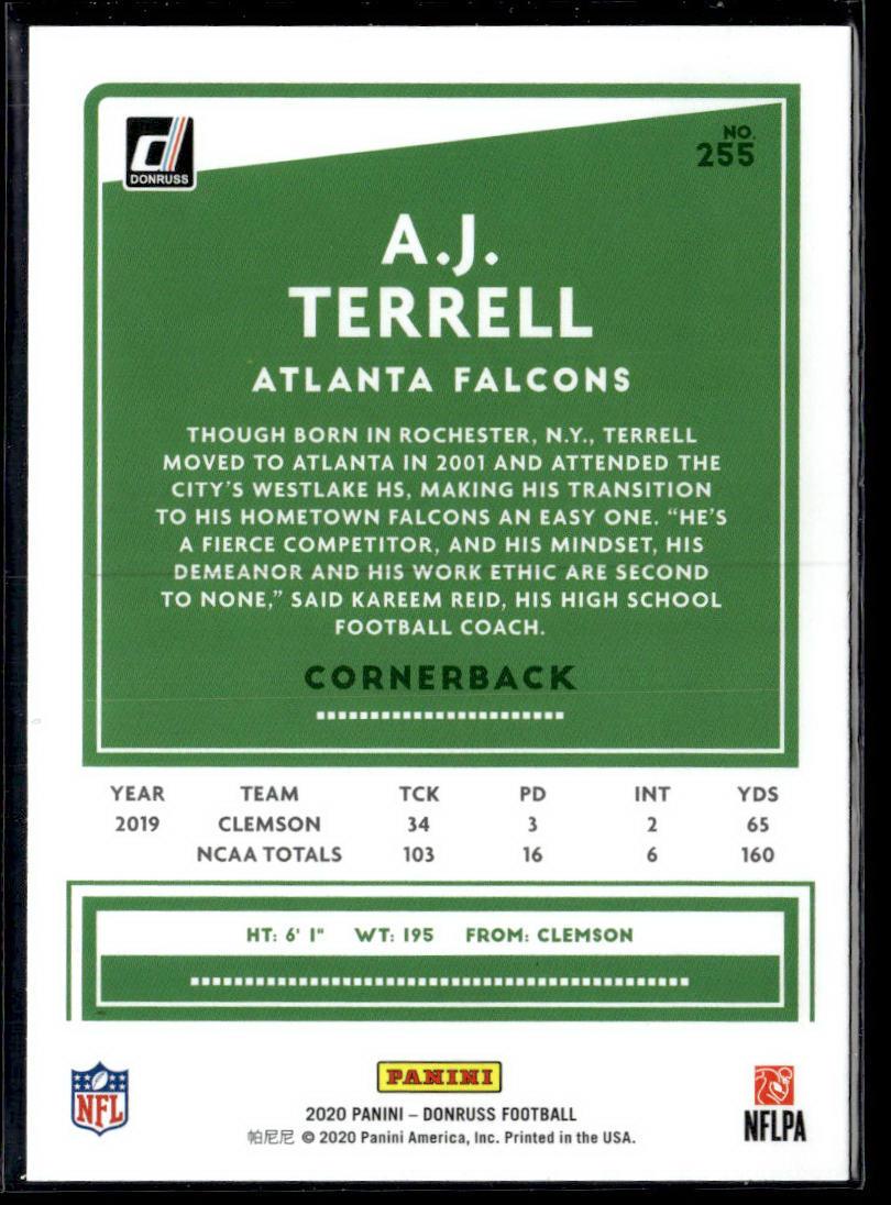 2020 Donruss #255 A.J. Terrell  Krazy King Collectibles LLC   