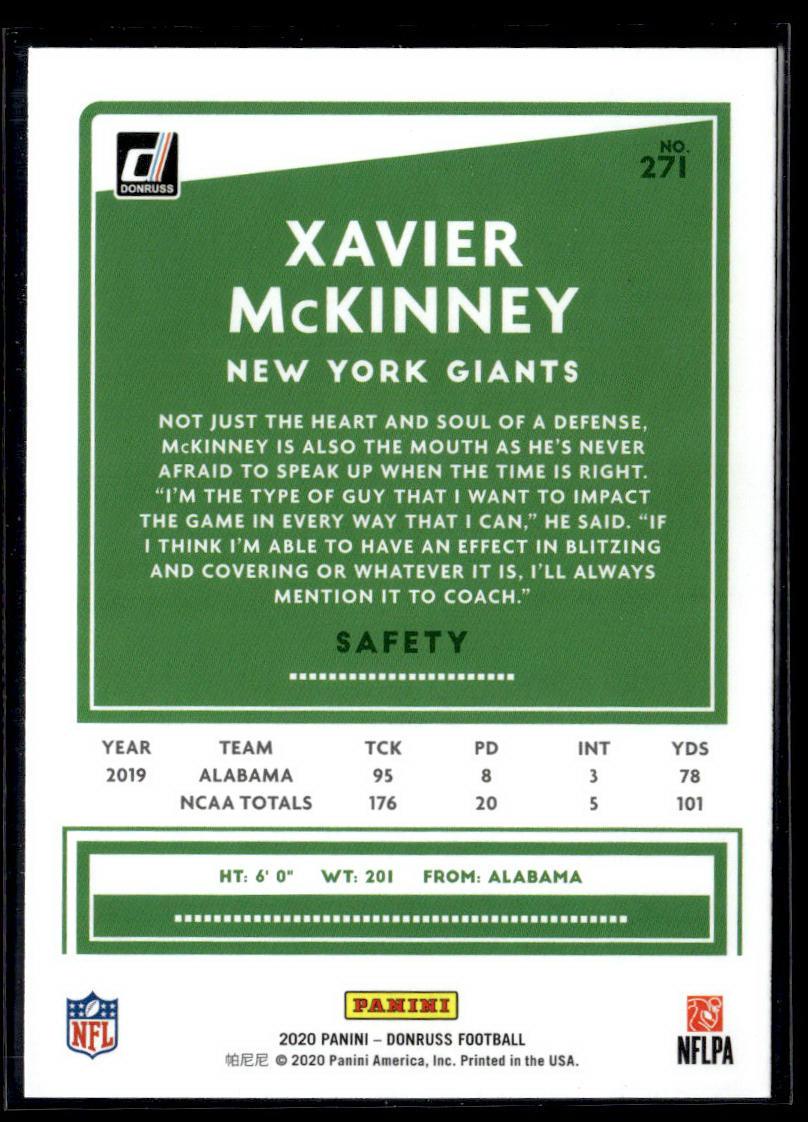 2020 Donruss #271 Xavier McKinney  Krazy King Collectibles LLC   