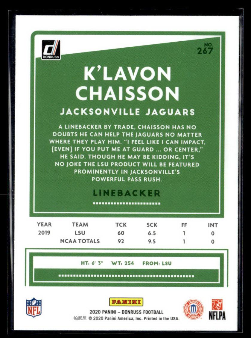 2020 Donruss #267 K'Lavon Chaisson Press Proof Yellow  Krazy King Collectibles LLC   