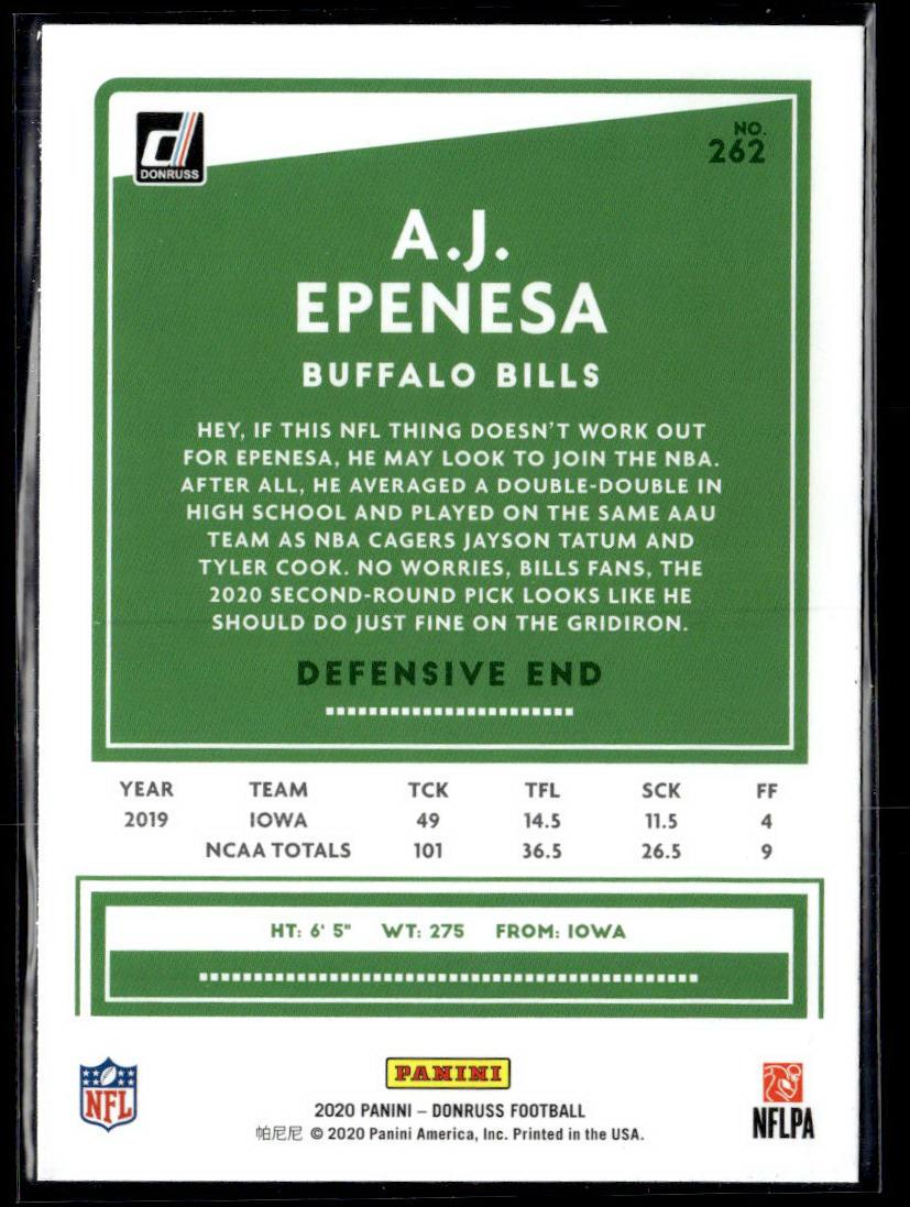 2020 Donruss #262 A.J. Epenesa  Krazy King Collectibles LLC   