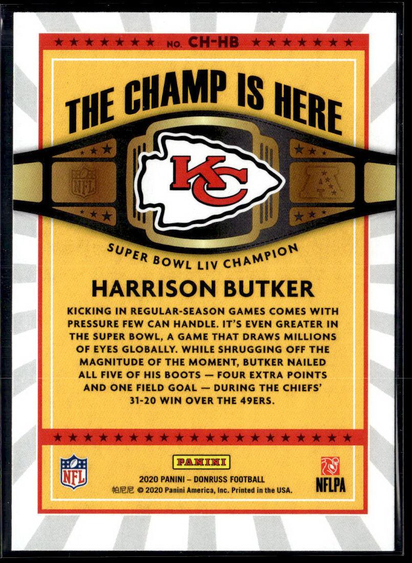 2020 Donruss #CH-HB Harrison Butker The Champ is Here  Krazy King Collectibles LLC   