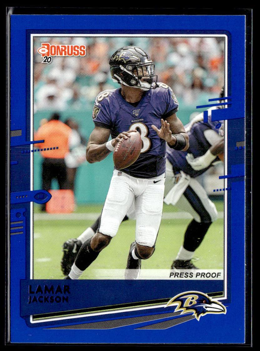 2020 Donruss #33b Lamar Jackson Press Proof Blue Purple jersey  Krazy King Collectibles LLC   