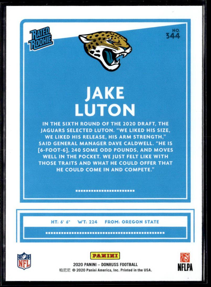 2020 Donruss #344 Jake Luton Press Proof Blue  Krazy King Collectibles LLC   