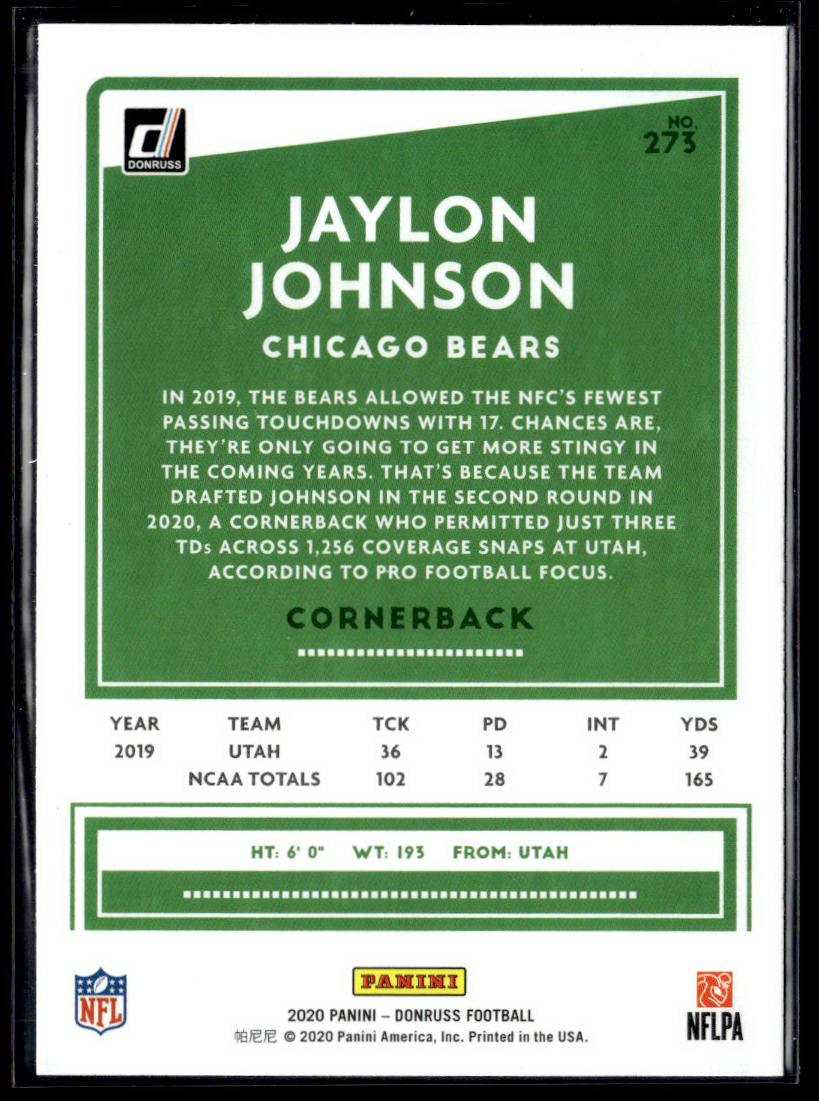 2020 Donruss #273 Jaylon Johnson Press Proof Blue  Krazy King Collectibles LLC   