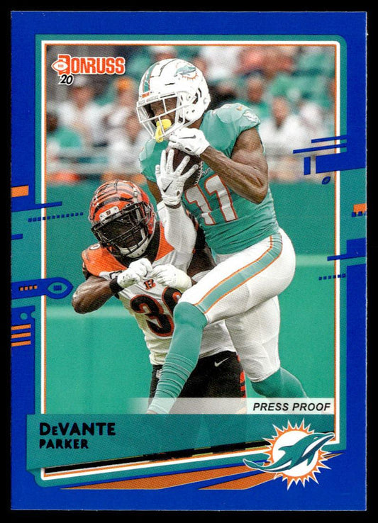 2020 Donruss #151b DeVante Parker Press Proof Blue Aqua jersey  Krazy King Collectibles LLC   