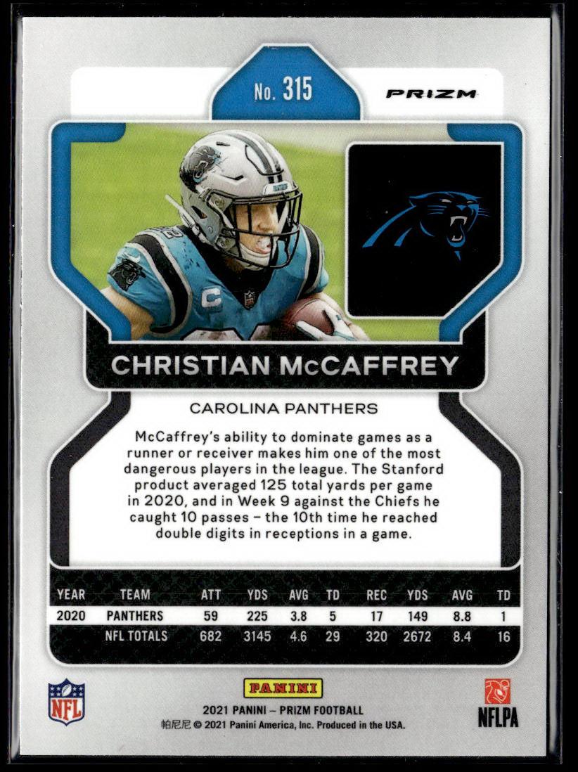 2021 Panini Prizm #315 Christian McCaffrey Orange Ice  Krazy King Collectibles LLC   