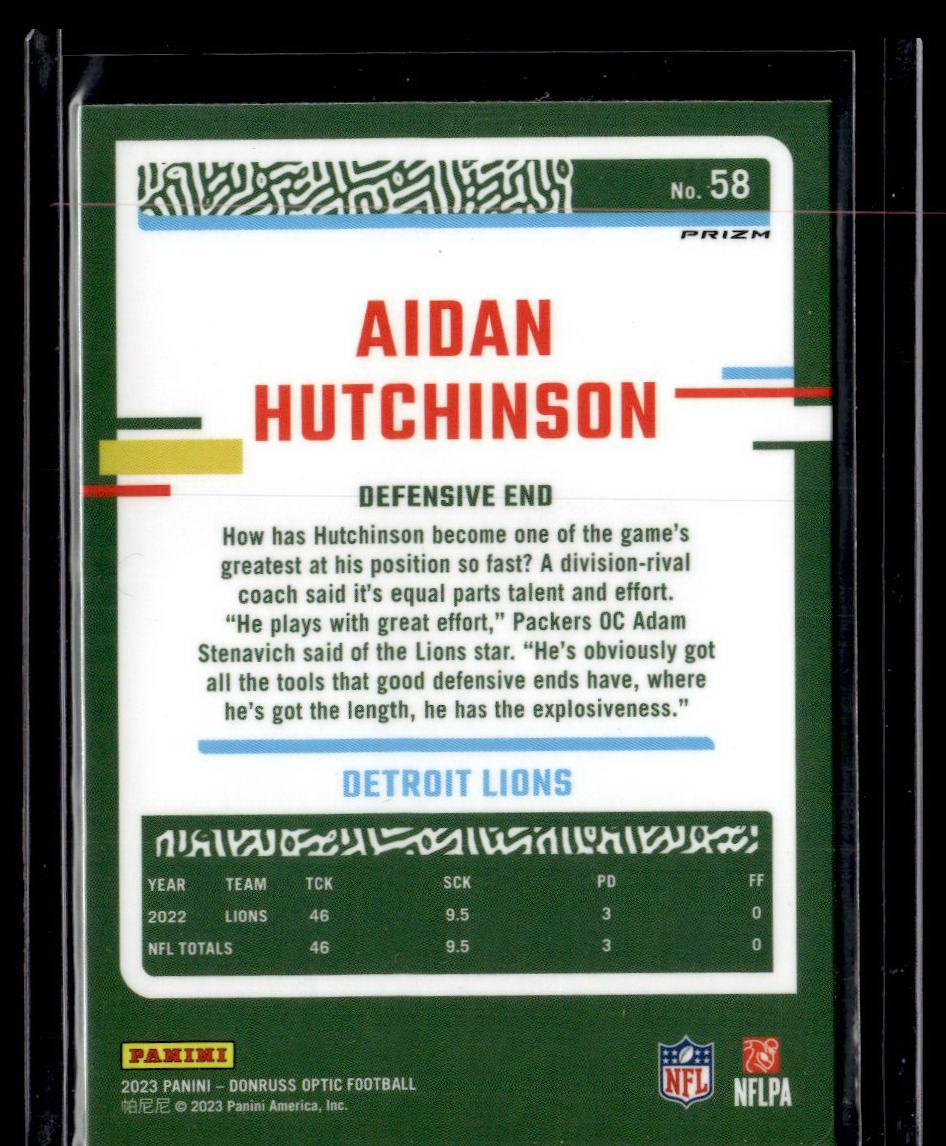 2023 Donruss Optic #58 Aidan Hutchinson Holo  Krazy King Collectibles LLC   