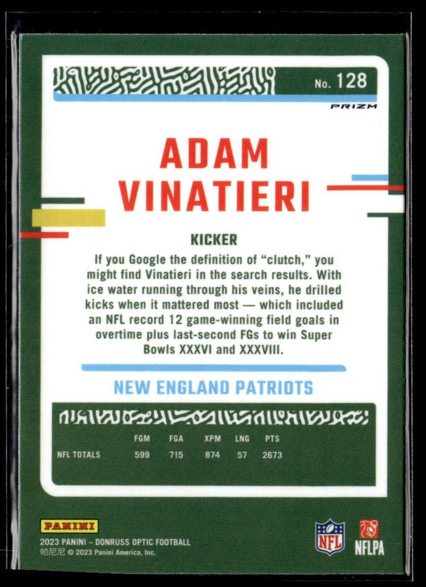 2023 Donruss Optic #128 Adam Vinatieri Holo  Krazy King Collectibles LLC   