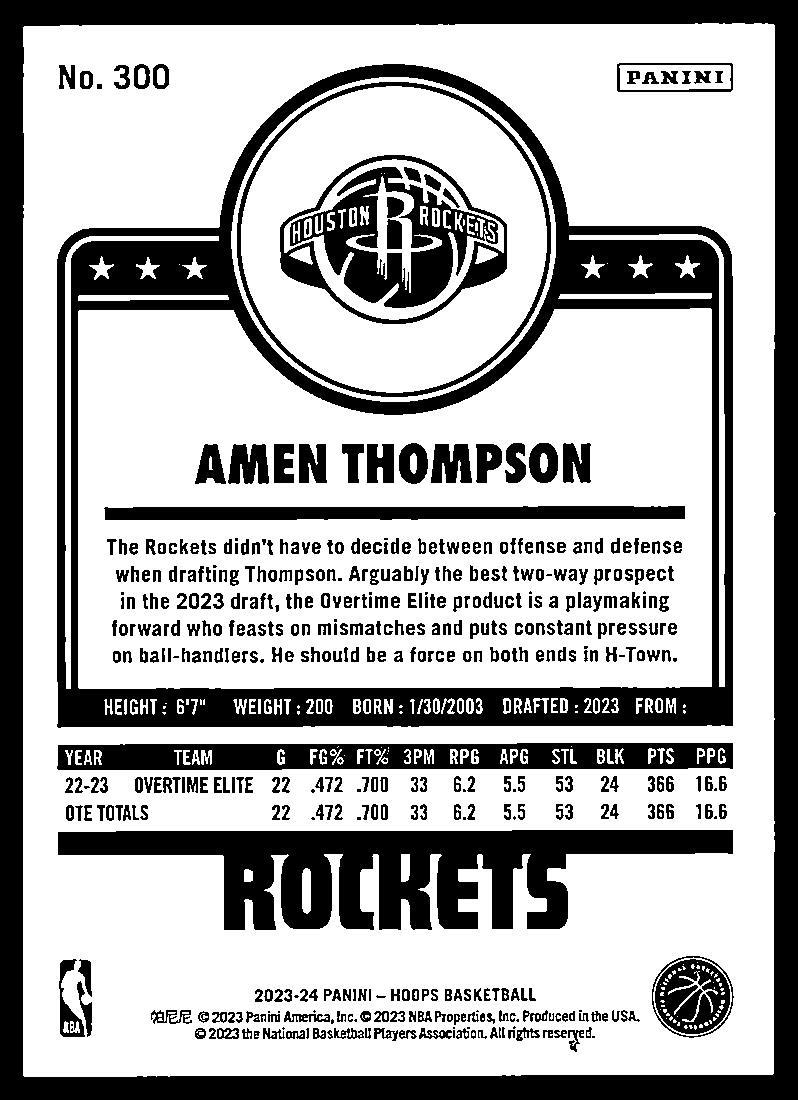 2023-24 Hoops #300 Amen Thompson  Krazy King Collectibles LLC   