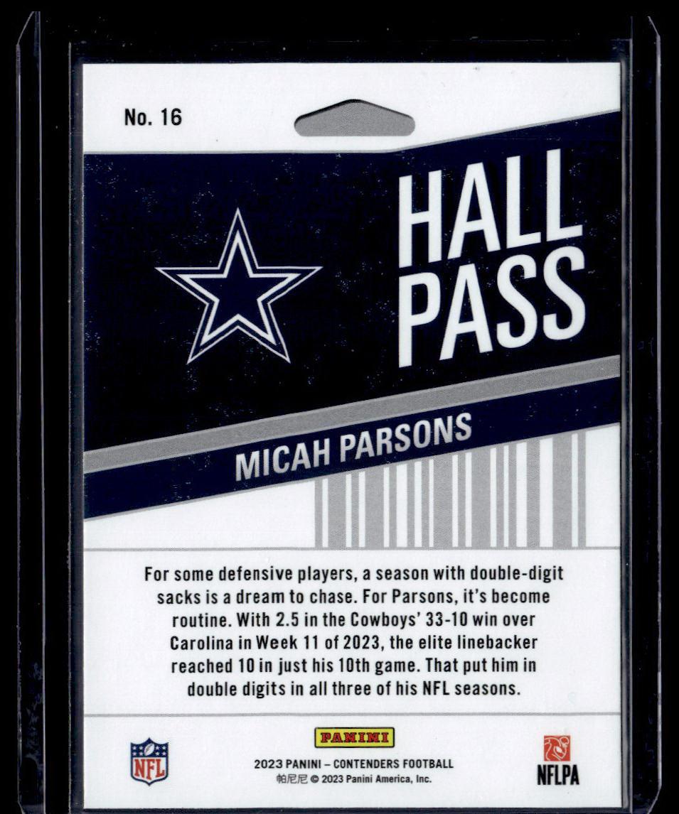 2023 Panini Contenders #16 Micah Parsons Hall Pass  Krazy King Collectibles LLC   