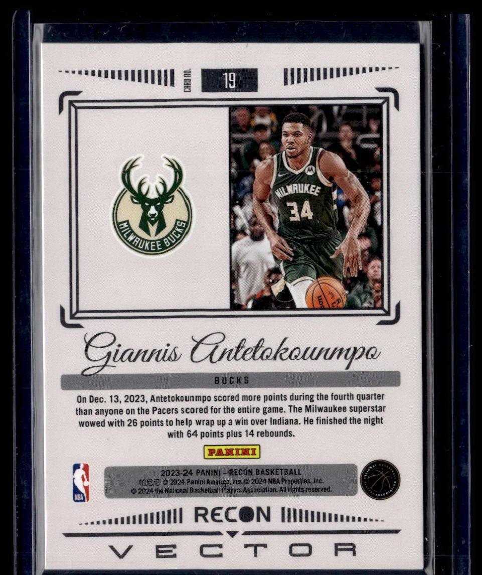 2023-24 Panini Recon #19 Giannis Antetokounmpo Vector  Krazy King Collectibles LLC   