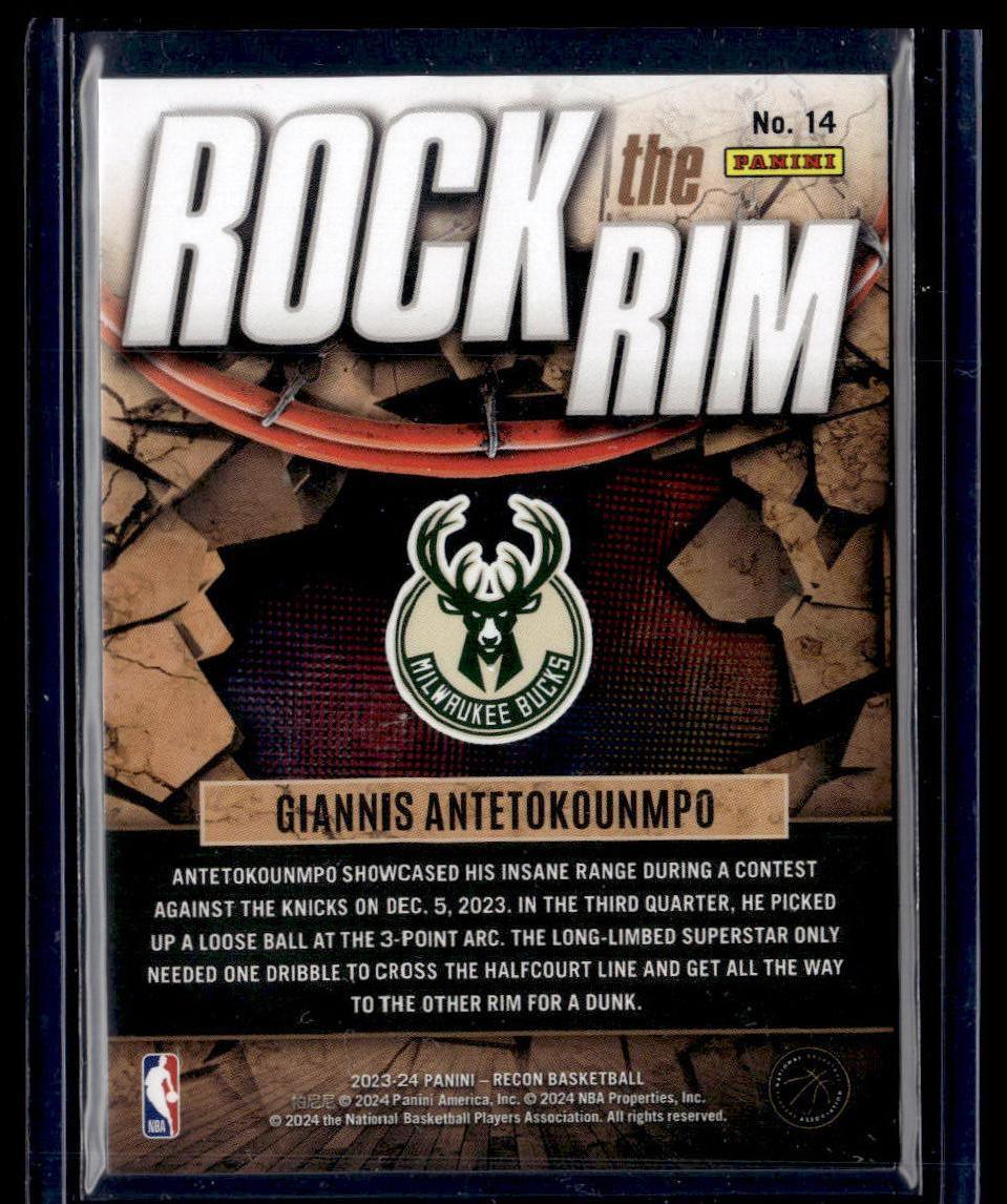 2023-24 Panini Recon #14 Giannis Antetokounmpo Rock the Rim  Krazy King Collectibles LLC   