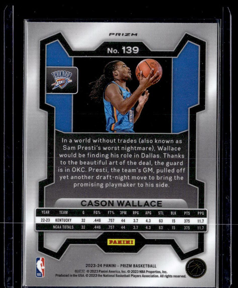 2023-24 Panini Prizm #139 Cason Wallace Prizms Silver  Krazy King Collectibles LLC   