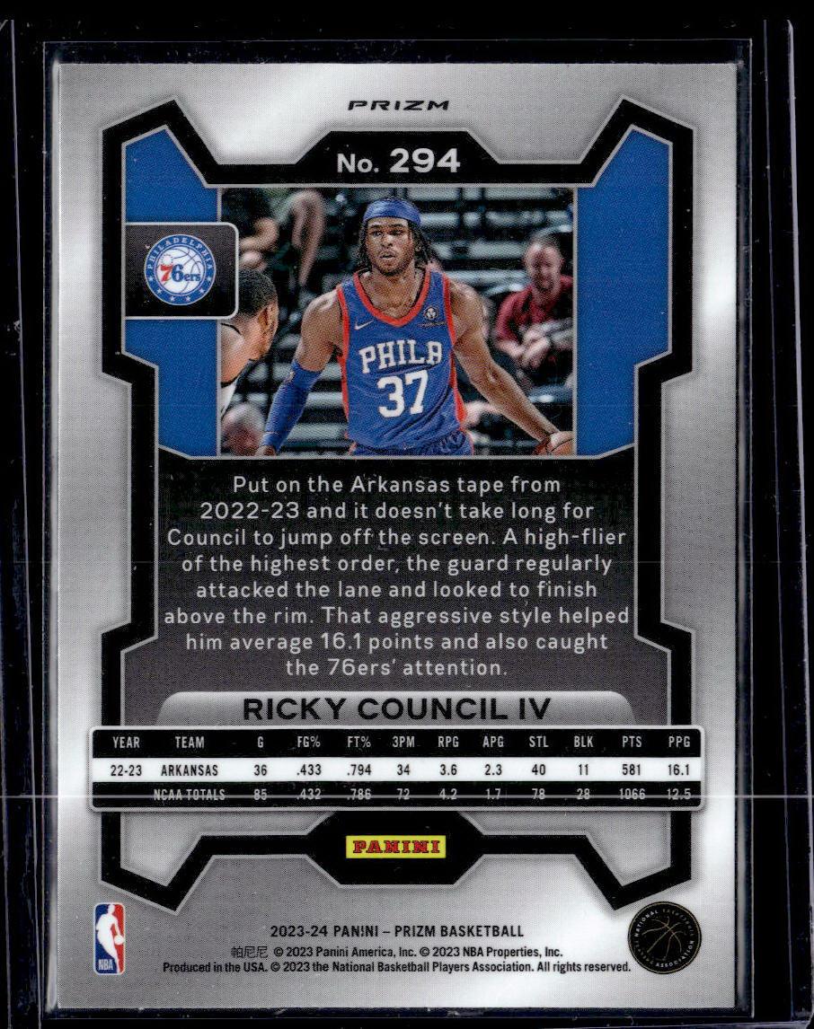 2023-24 Panini Prizm #294 Ricky Council IV Prizms Silver  Krazy King Collectibles LLC   