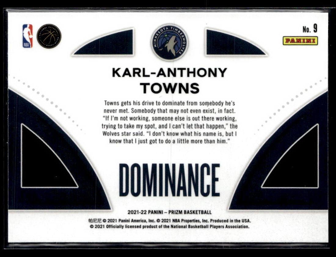 2021-22 Panini Prizm #9 Karl-Anthony Towns Dominance  Krazy King Collectibles LLC   