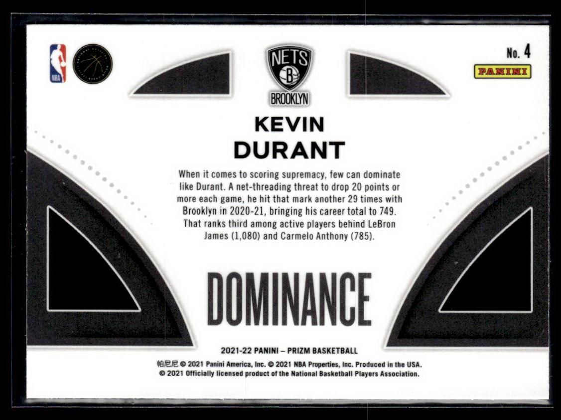 2021-22 Panini Prizm #4 Kevin Durant Dominance  Krazy King Collectibles LLC   