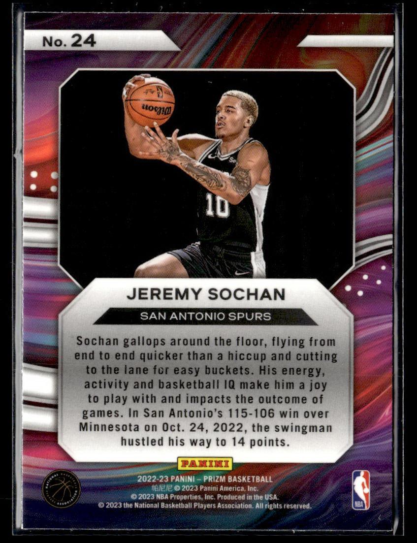 2022-23 Panini Prizm #24 Jeremy Sochan Instant Impact  Krazy King Collectibles LLC   