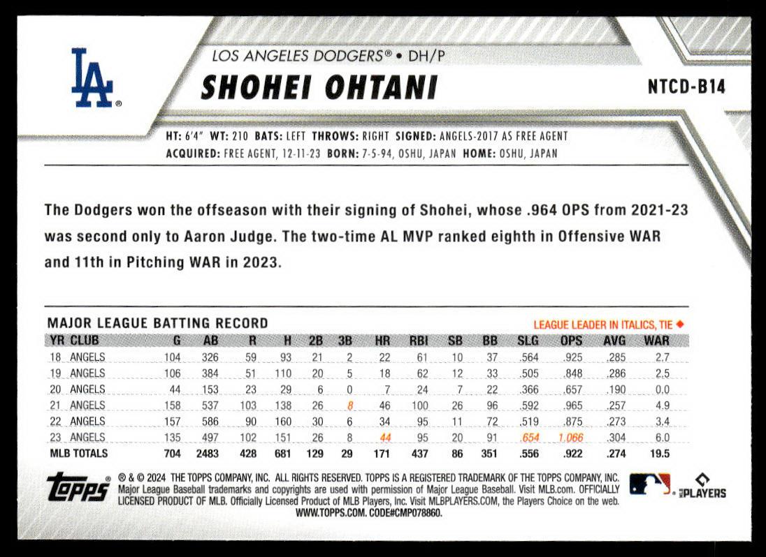 2024 Topps Trading Card Day #NTCD-B14 Shohei Ohtani  Krazy King Collectibles LLC   