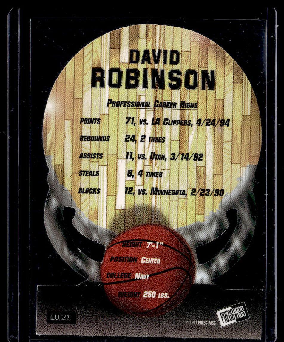 1997 Press Pass Double Threat #LU21 David Robinson Light It Up  Krazy King Collectibles LLC   