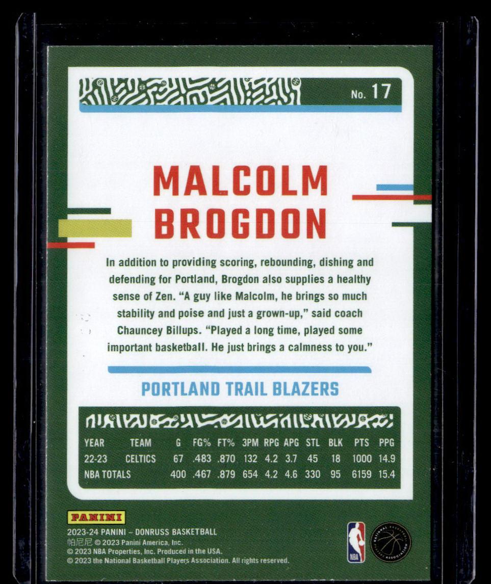 2023-24 Donruss #17 Malcolm Brogdon Red Laser Holo #/99  Krazy King Collectibles LLC   