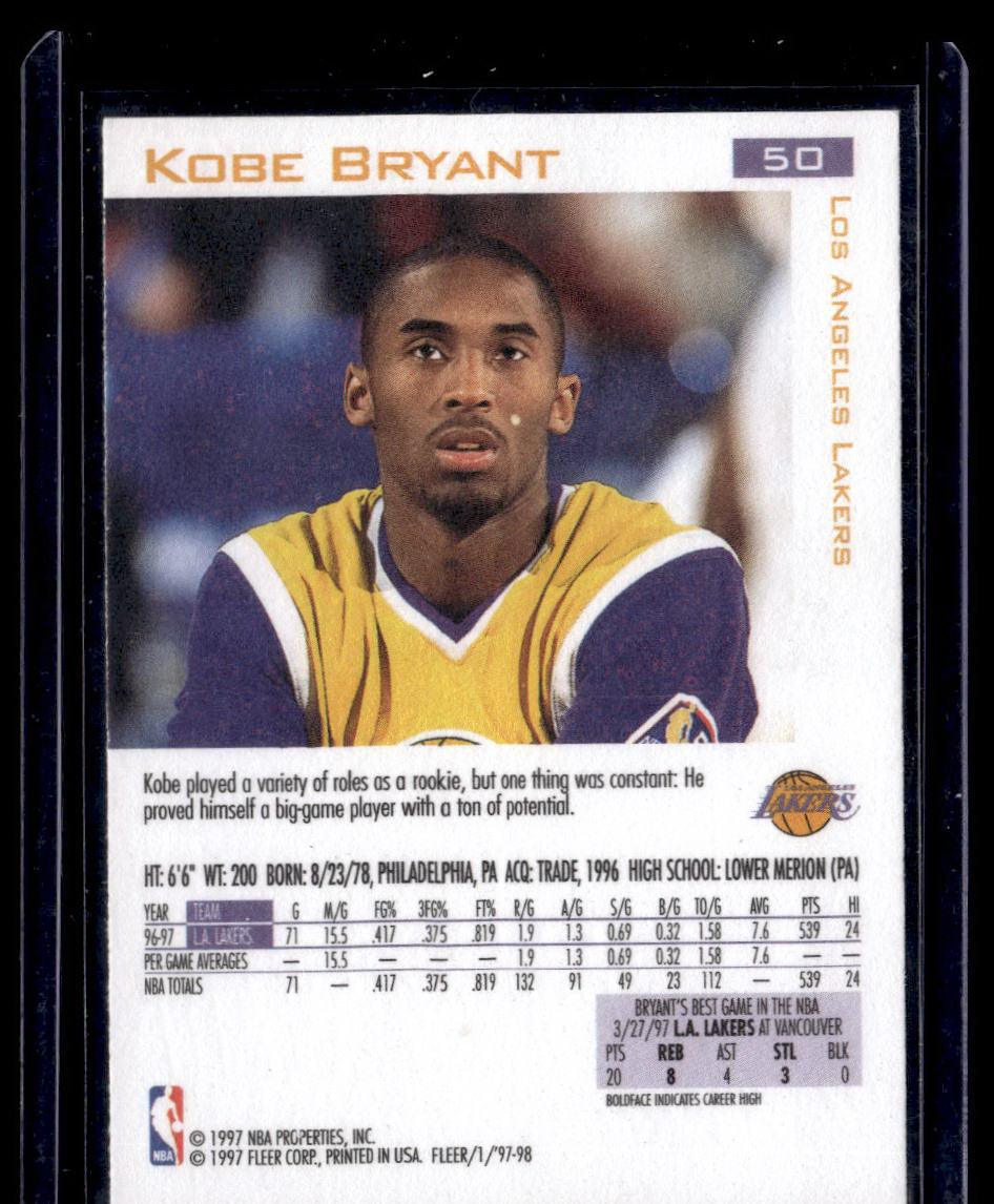 1997-98 Fleer #50 Kobe Bryant  Krazy King Collectibles LLC   