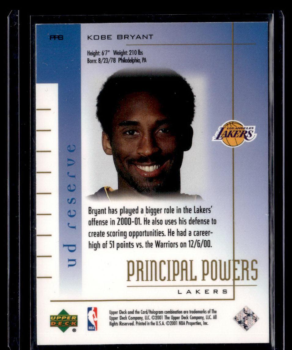 2000-01 UD Reserve #PP8 Kobe Bryant Principal Powers  Krazy King Collectibles LLC   