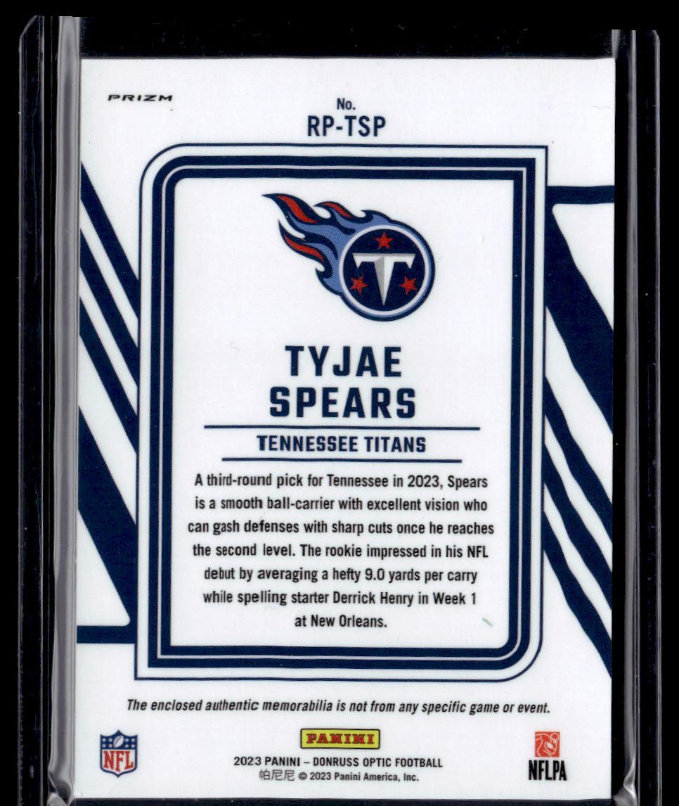 2023 Donruss Optic #RP-TSP Tyjae Spears Rookie Phenom Blue Hyper  Krazy King Collectibles LLC   