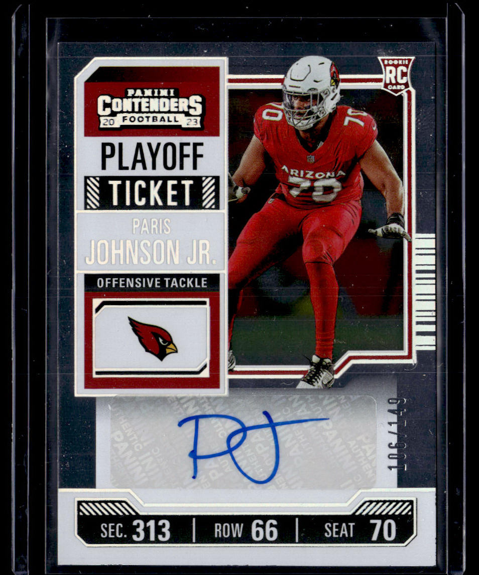 2023 Panini Contenders #151 Paris Johnson Jr. Playoff Ticket #/149  Krazy King Collectibles LLC   