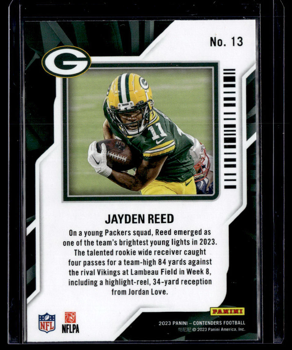 2023 Panini Contenders #13 Jayden Reed Rookie of the Year Contenders  Krazy King Collectibles LLC   