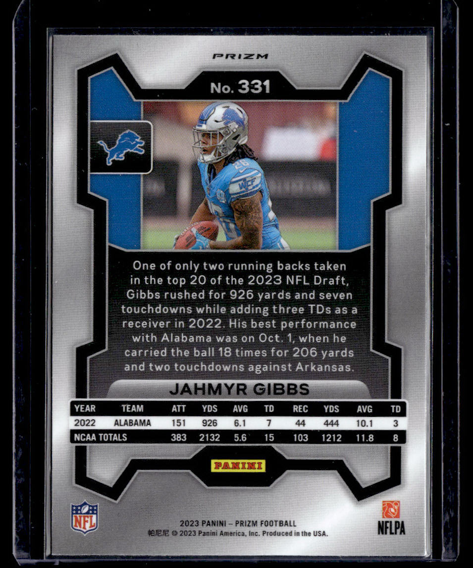 2023 Panini Prizm #331 Jahmyr Gibbs Disco  Krazy King Collectibles LLC   