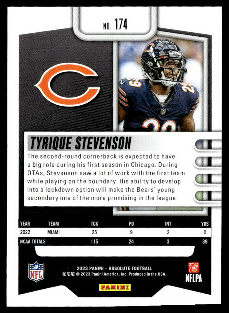 2023 Panini Absolute #174 Tyrique Stevenson Retail  Krazy King Collectibles LLC   